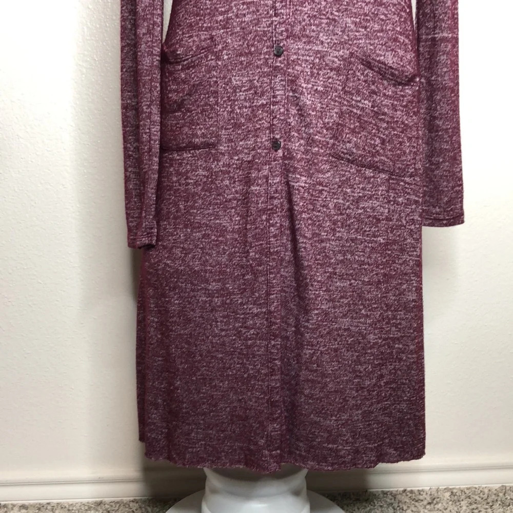 Aeropostale Cardigan Burgundy Marled Button Down Longline Duster Size XS - Picture 5 of 11